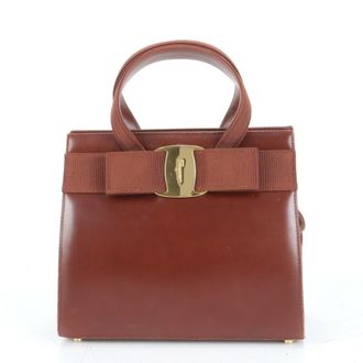 Ferragamo Vara Bow Chain Evening Bag Patent Leather Bag (Pre-Owned)