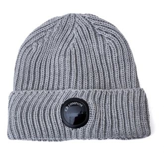 C.P. Company Extrafine Merino Wool Lens Beanie - male - C.P. Company - Accessories - Gray - ONE SIZE - Accessories