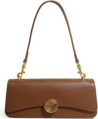 Generic Genuine Leather Shoulder Bag for Women Small Cowhide Crossbody Bag Fashion Flap Purse Ladies Elegant Handbags (Brown)