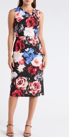 Julia Jordan Floral Twist Front A-Line Dress in Black Multi at Nordstrom Rack, Size 16