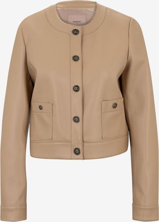 Twinset Kurzjacke aus Kunstnappaleder mit Rundhals
