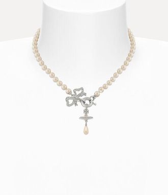 Vivienne Westwood Rigoberta Pearl Necklace Platinum-crystal-velvet-crystal-creamrose-pearl Platinum-crystal-velvet-crystal-creamrose-pearl Women