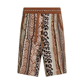 Laneus Casual Shorts, male, Brown, Size: L Patterned Drawstring Shorts