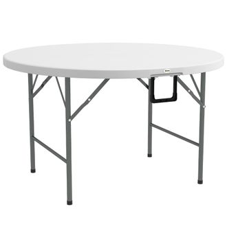 OUTSUNNY Mesa de jard&iacute;n 122x122x73 cm blanco