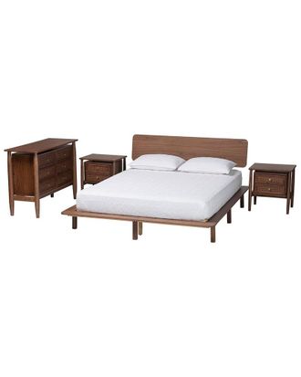 Baxton Studio Alyssa Japandi Wood King Size 4-Piece Bedroom Set