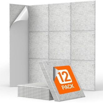OEM 12 Paneles Autoadhesivos Insonorizantes Para Pared, 30 X 30 X 0,9 Cm, Espuma Insonorizante De Alta Densidad, Aptos Para Insonorizar Oficinas, Gris Cla