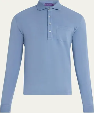 Ralph Lauren Purple Label Mens Cashmere and Silk Long-Sleeve Polo Shirt