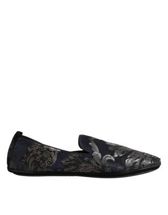 Dolce & Gabbana Black Jacquard Leather Slip On Loafers Mens Shoes