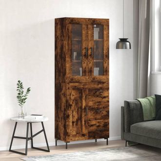 Berkfield Home Highboard Smoked Oak 69.5x34x180 cm Engineered Wood in Brown