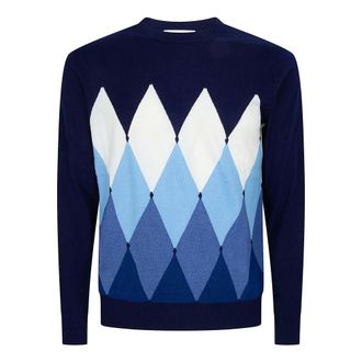 Ballantyne Round-neck Knitwear, male, Blue, Size: 2XL R Neck Pullover