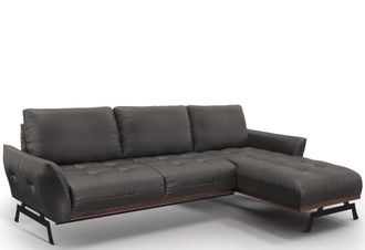 CXL by Christian Lacroix 4-Sitzer Echtleder Designer Ecksofa Olivier mit Bettfunktion, Dunkelgrau