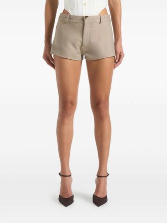 Mani&egrave;re De Voir belt loops tailored mini shorts - women - Fabric - 10 - Neutrals
