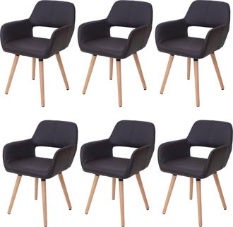 Hhg Hhg - Nunca Usado] Juego De 6 Sillas De Comedor 429 Ii, Silla De Cocina, Dise&ntilde;o Retro A&ntilde;os 50, Polipiel, Marr&oacute;n, Patas Claras