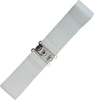 Banned Retro Vintage 1950s Elasticated Wide Nurse Belt (XL/2XL, White)