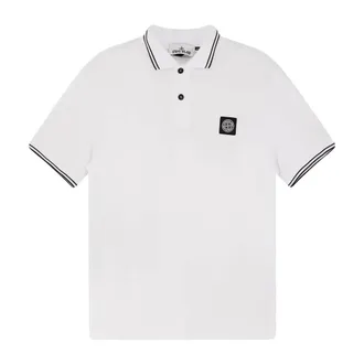 Stone Island Polo Shirts, male, White, Size: 2XL Logo Polo Shirt