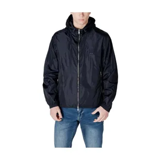 A|X Armani Exchange Light Jackets, male, Blue, XS, Blue Polyamide Hooded Jacket
