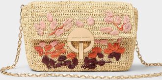 Vanessa Bruno Womens Colourful flowers braided raffia crossbody bag