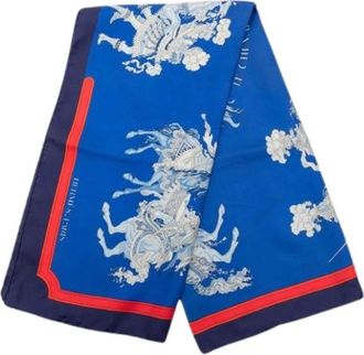 Herm&egrave;s Pre-owned Scarves, female, Blue, Size: ONE SIZE Pre-owned The Carrousel Scarf