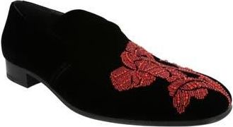 McQ by Alexander McQueen Beaded Orchid Velvet Loafer in Black Red at Nordstrom Rack, Size 13Us / 46Eu