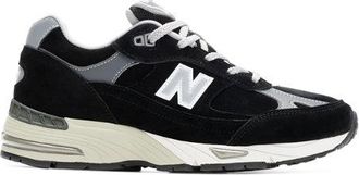 New Balance Hombre Made in UK 991V1 en Negro/Gris, Cuero, Talla 45