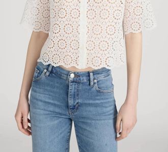 Frame Denim Petal Eyelet Shirt In White