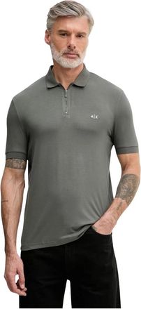A|X Armani Exchange Tops, Heren, Groen, XL, Regular Fit Logo Zippered Polo
