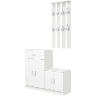 HOMCOM Homcom - Scarpiera con Appendiabiti a Combinazione per Ingresso e Camera da Letto