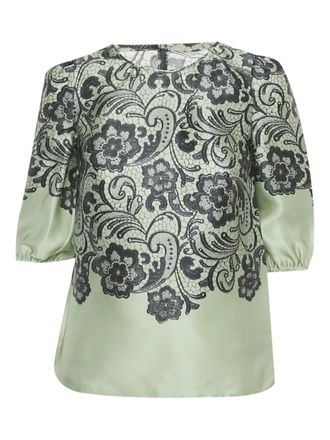 Dolce & Gabbana floral-print organza top - Green