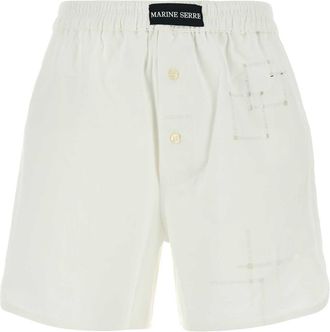 Marine Serre Womens White Cotton Shorts - Ivory - Size X-Small