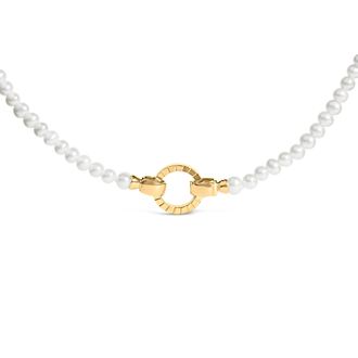 House of Brilliance 18K Yellow Gold Vermeil Pearl Strand Infinity Necklace