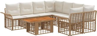 vidaXL Conjunto De Sof&aacute;s De Jard&iacute;n 9 Uds. Natural Y Crema Vidaxl