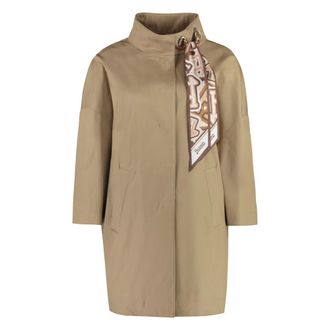 Herno Single-Breasted Coats, female, Beige, Size: 2XL Gabardine Cotton Jacket