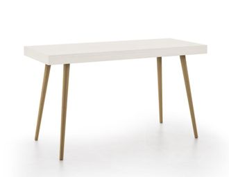 HOGAR 24 Escritorio de madera maciza natural, color blanco y encerado