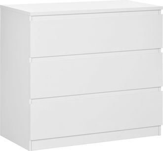 HOMCOM Chest of Drawers - 3 Drawer Storage Cabinet Unit for Bedroom - White | TJ Hughes
