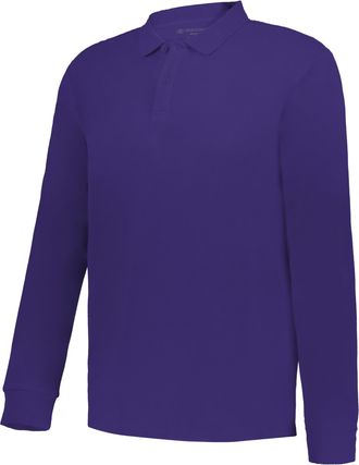 Holloway Sportswear Mens Core Cotton Long Sleeve Polo, Purple, XXL
