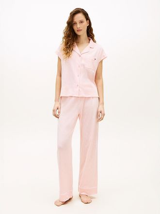 Tommy Hilfiger Womens Short-Sleeve Shirt & Pant Sleep Set - Pink - XL