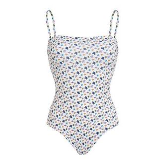 Vilebrequin Women Bustier One-piece Swimsuit Micro Ronde des Tortues in White at Nordstrom, Size X-Small