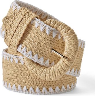 Lands End Stretch Raffia Belt in Natural/white at Nordstrom, Size X-Small