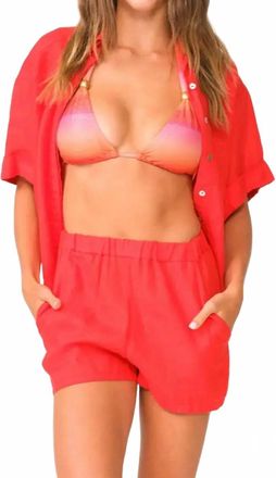 PQ Swim Linen Beach Shorts In Hot Pink