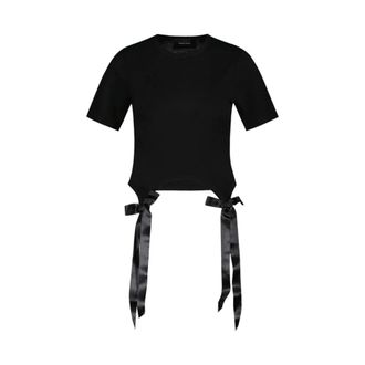 Simone Rocha Tops, Dames, Zwart, S, Katoen, Zwarte Bow Tails Katoenen T-Shirt
