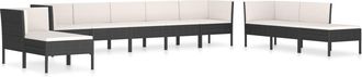 vidaXL 10 Pcs Garden Lounge Set Con Vime Pe Negro