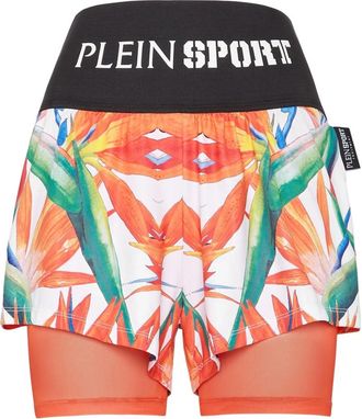 Plein Sport Double-Layered Jogging Shorts - Dames - Korte sportbroeken - Veelkleurig - 2XL - Polyester - Fitness