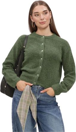 Object Objagate L/S RE Knit Cardigan Noos - Dames - Vesten - Groen - M - Wol - Truien & Vesten