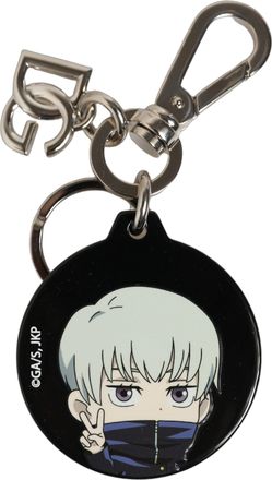 Dolce & Gabbana Black Kaisen Toge Inumaki Charm Metal Keychain Keyring Polyester Zamak Steel Brass
