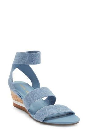 Anne Klein Barnett Wedge Ankle Strap Sandal in Blue at Nordstrom Rack, Size 5.5