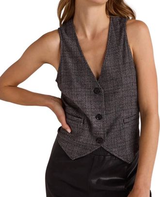 Bella Dahl Cinch Back Vest In Glencheck Plaid