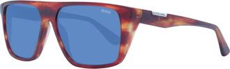 BMW Bruine Vierkante Zonnebril Blauwe Lenzen - Heren - Zonnebrillen - Bruin - ONE Size - Accessoires
