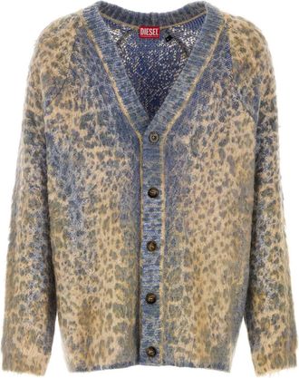 Diesel Mens Printed Cotton Blend Cardigan - Sage Green - Size X-Small