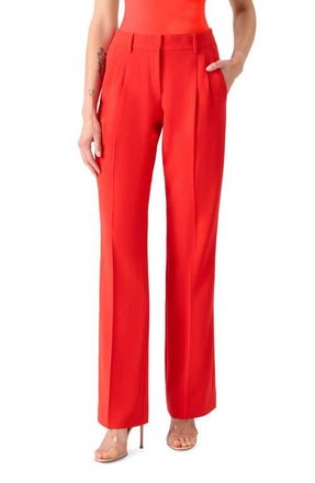 Akris Fabri Pleated Wool Pants in Vermillion at Nordstrom, Size 10