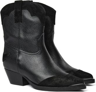 Mos Mosh Westers-ge&iuml;nspireerde leren laarzen met puntige neus - Dames - Cowboylaarzen - Zwart - 38 EU - Leer - Schoenen